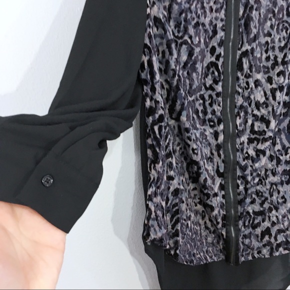 Lane Bryant Front Zip Leopard Velvet Burnout Top - Picture 3 of 8